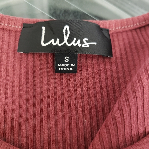 Lulus Haley Washed Burgundy Three-Quarter Sleeve Scoop Neck Top Fitted Tee Sz S - Picture 6 of 9